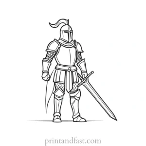 knight coloring page cartoon