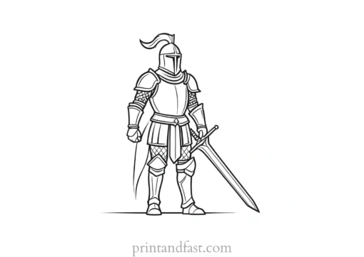 knight coloring page cartoon