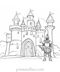 knight coloring page castle