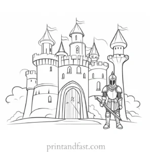 knight coloring page castle