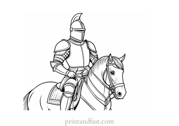 knight coloring page detailed