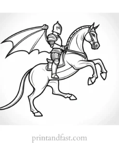 knight coloring page dragon