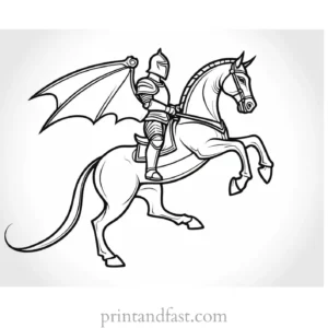 knight coloring page dragon