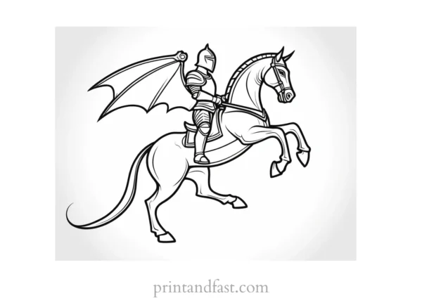 knight coloring page dragon