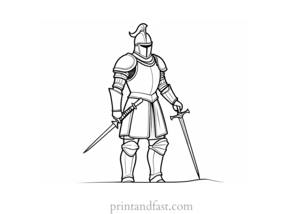 knight coloring page free