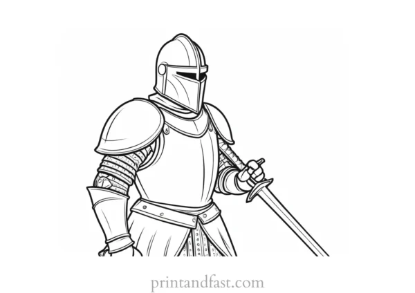 knight coloring page sword