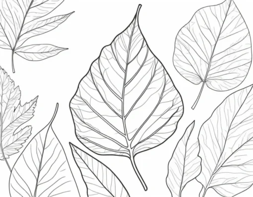 leaf coloring page forest