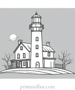 lighthouse haunted house coloring page