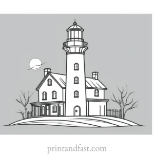 lighthouse haunted house coloring page