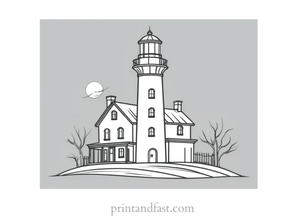 lighthouse haunted house coloring page