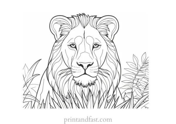 lion coloring page jungle