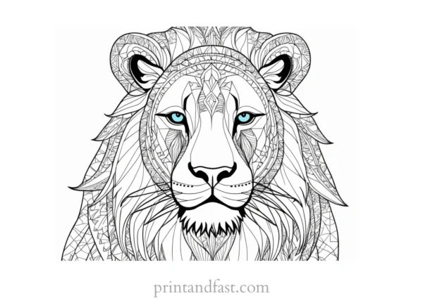 lion coloring page zentangle