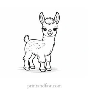 llama coloring page cute baby