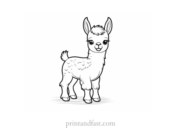 llama coloring page cute baby