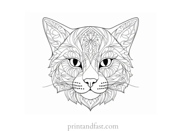 mandala kitty coloring page