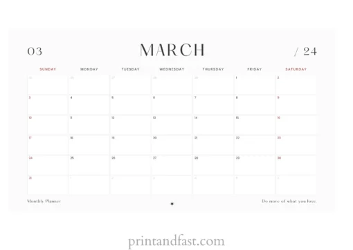 march 2024 calendar printable