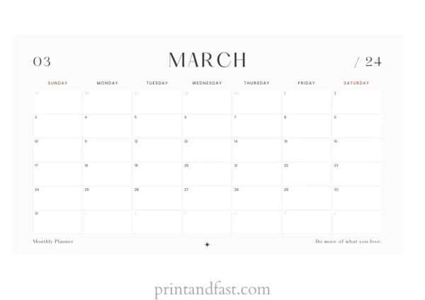 march 2024 calendar printable