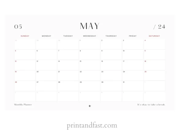 may 2024 calendar printable