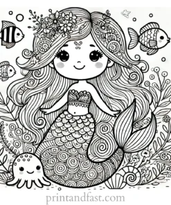 mermaid coloring page advanced