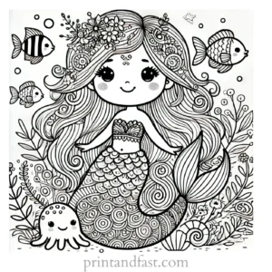 mermaid coloring page advanced