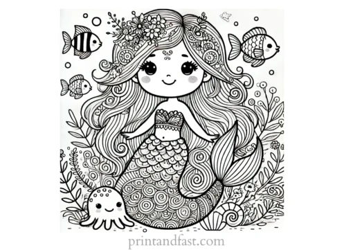 mermaid coloring page advanced