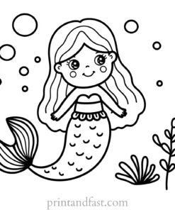 mermaid coloring page black and white