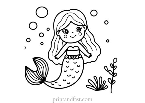 mermaid coloring page black and white