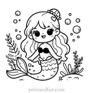 mermaid coloring page cartoon