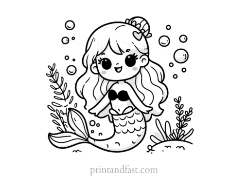 mermaid coloring page cartoon