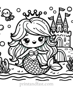 mermaid coloring page castle