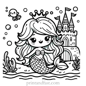 mermaid coloring page castle