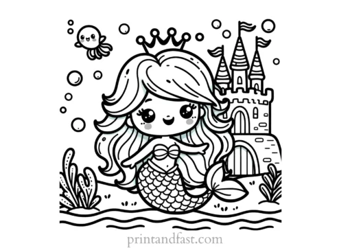 mermaid coloring page castle