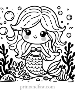 mermaid coloring page coral