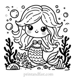 mermaid coloring page coral