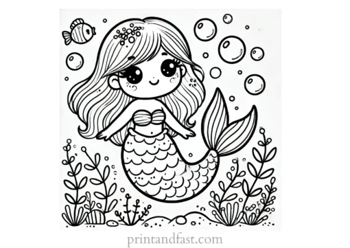 mermaid coloring page cute