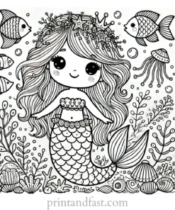 mermaid coloring page detailed