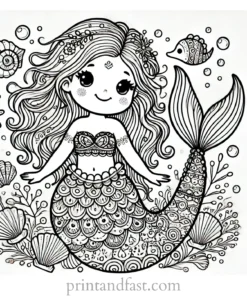 mermaid coloring page easy