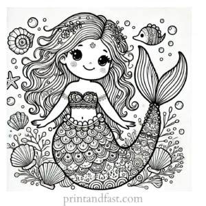 mermaid coloring page easy