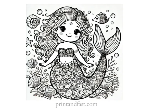 mermaid coloring page easy