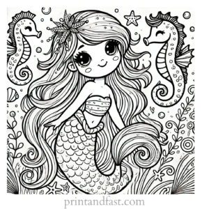 mermaid coloring page fantasy