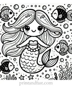 mermaid coloring page fish