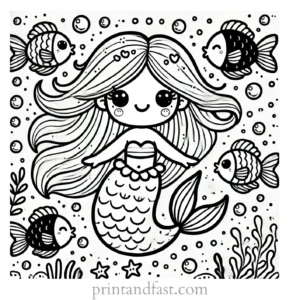 mermaid coloring page fish