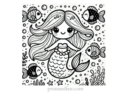 mermaid coloring page fish