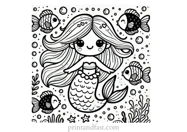 mermaid coloring page fish