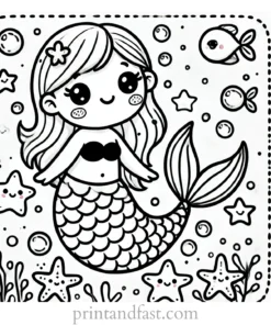 mermaid coloring page for kids