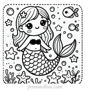 mermaid coloring page for kids