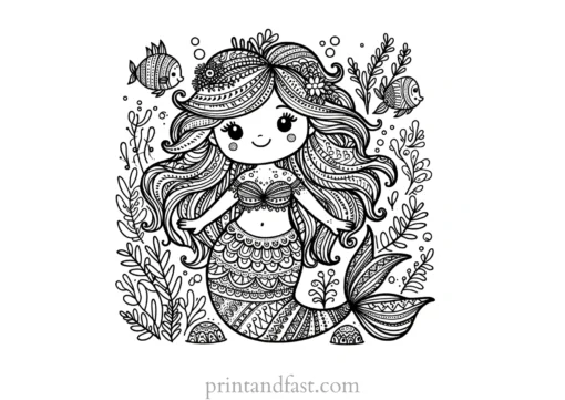 mermaid coloring page intricate