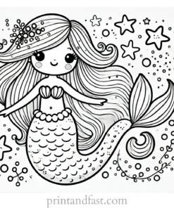 mermaid coloring page magic