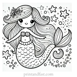 mermaid coloring page magic