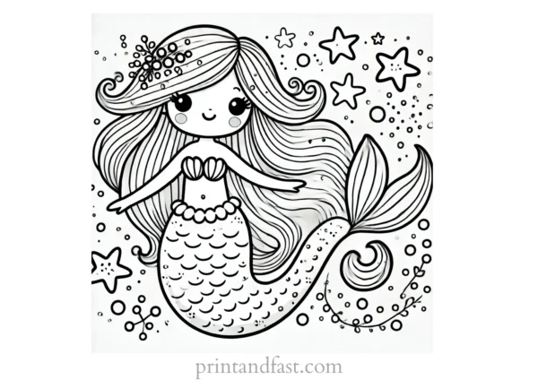 mermaid coloring page magic